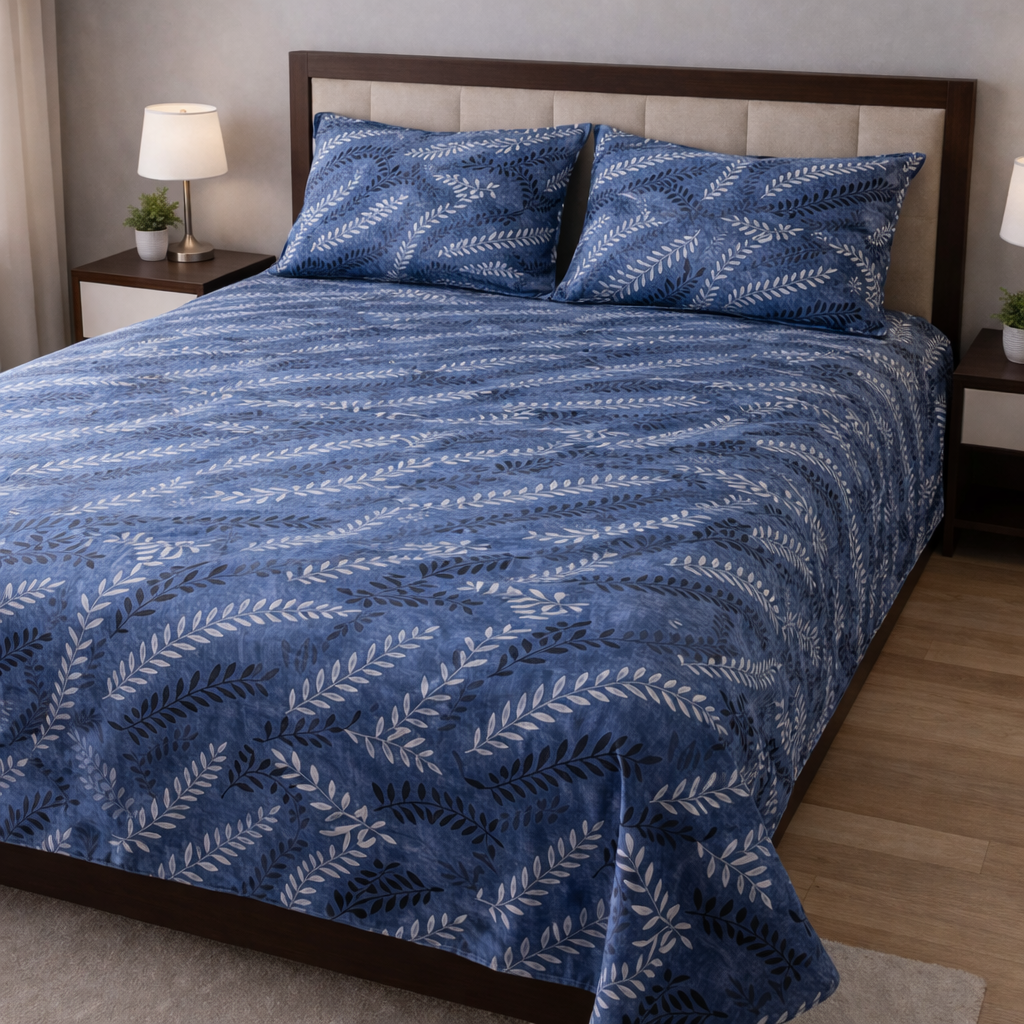 Premium Polycotton Double Bedsheet with 2 Pillow Covers (90x90 Inches, Lightweight 80 GSM, Soft & Durable) | 2