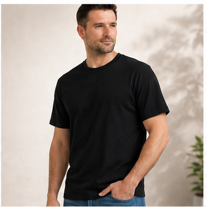 Men's Classic Cotton T-Shirt | 100% Cotton | 135 GSM Lightweight Fabric | Regular Fit | Soft & Breathable Everyday Wear