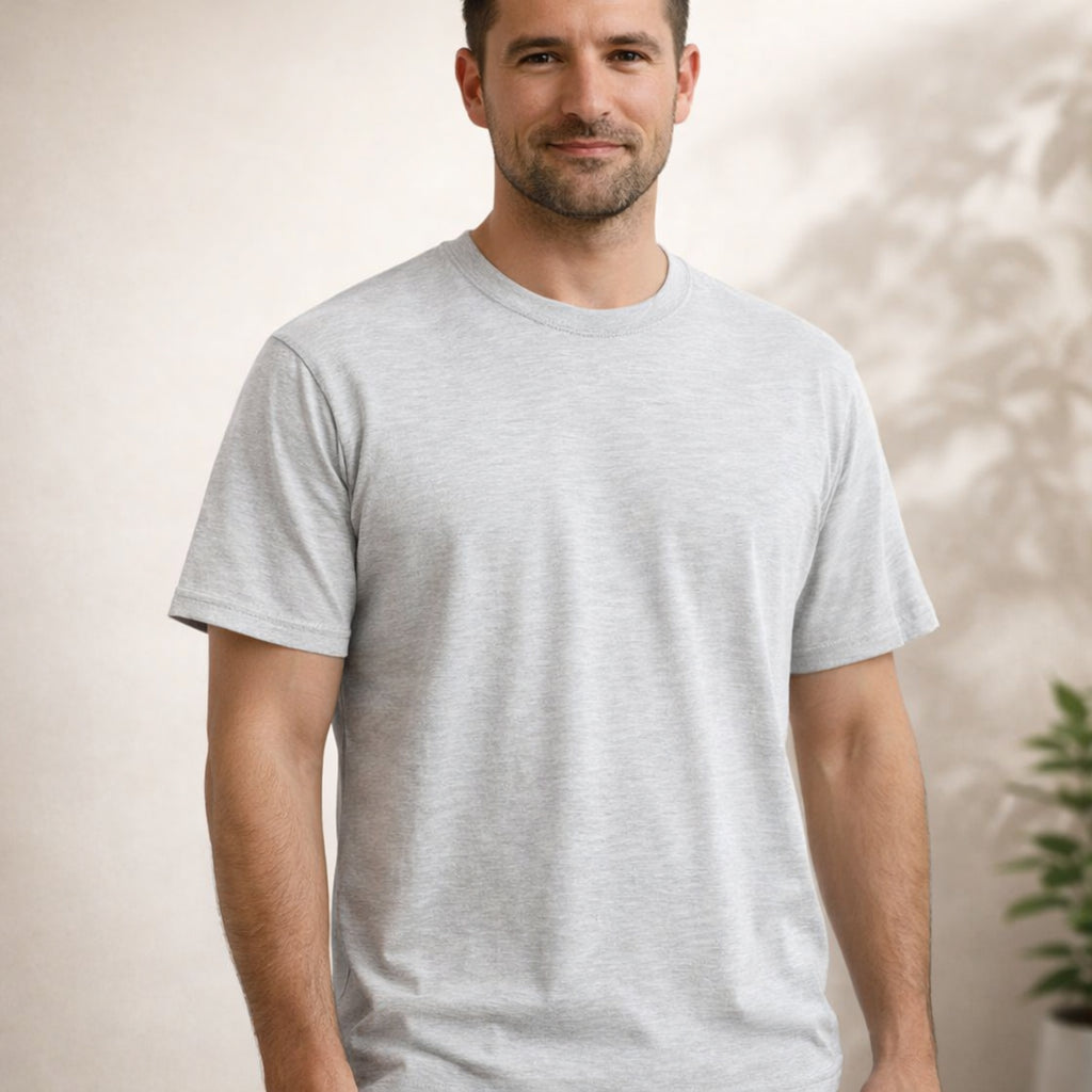 Pack of 3 Men’s Cotton T-Shirts | 135 GSM | White, Melange Grey & Black | Soft Summer Comfort | Regular Fit (Copy)